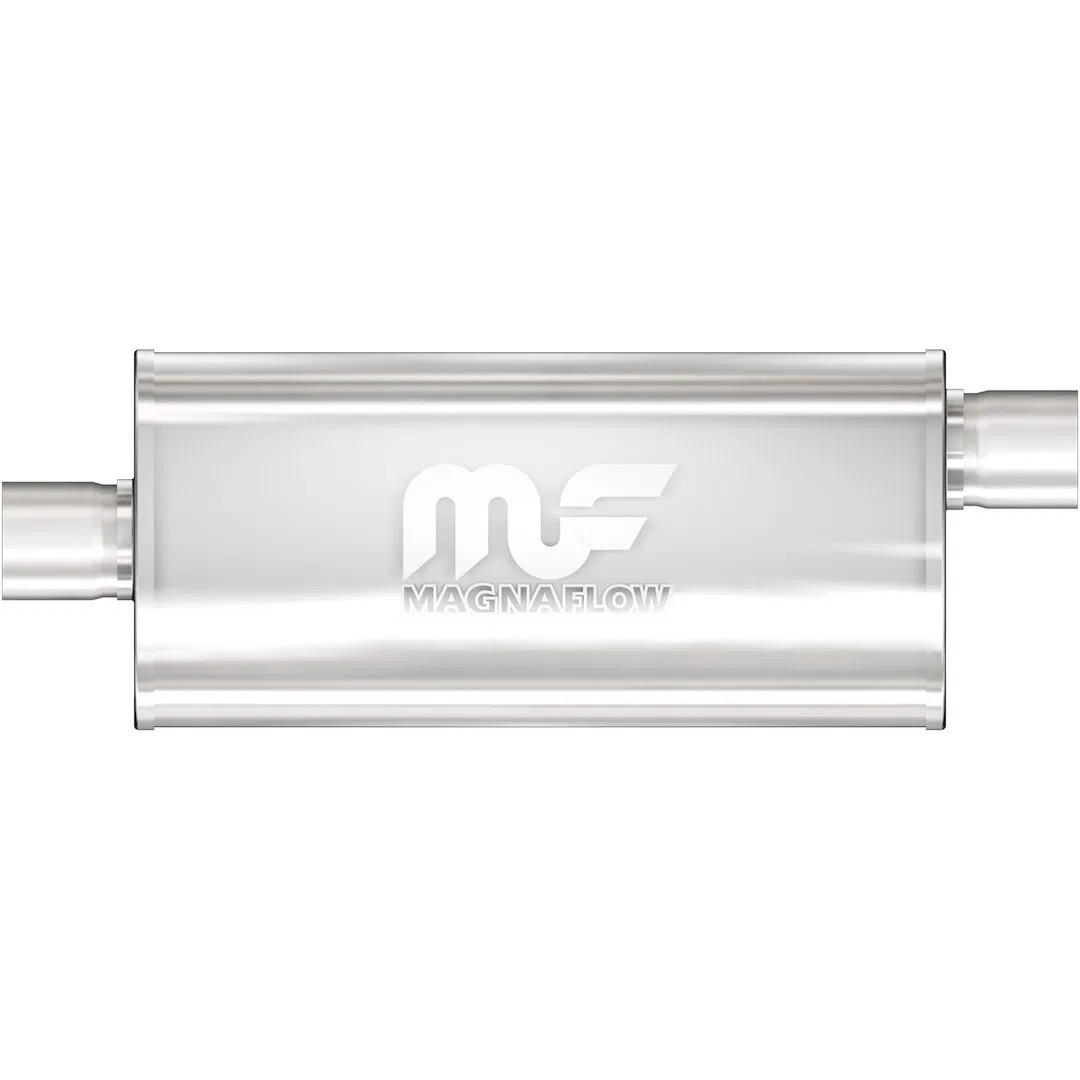 14229 – MAGNAFLOW Exhaust Muffler, 8 Inch Width x 5 Inch Height Oval Stainless Steel Case Single 3 Inch Offset Inlet ...
